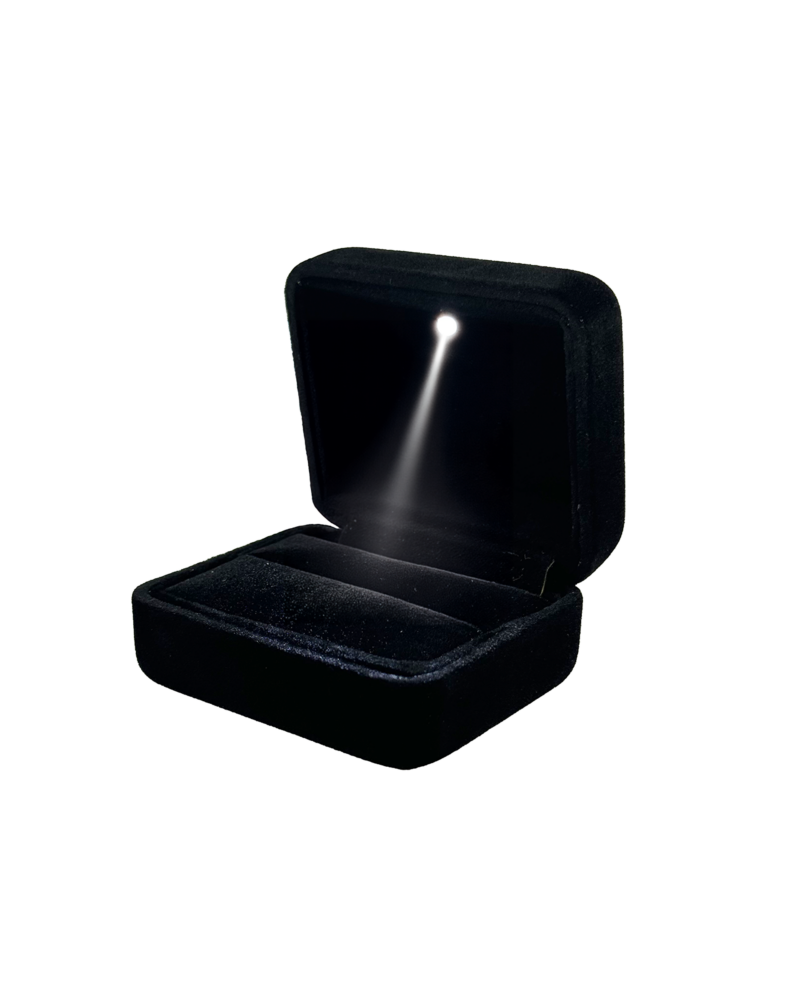 Luxus Ringschachtel für Hochzeit mit LED-Licht (Schwarz)