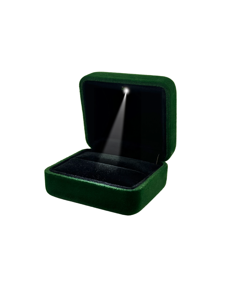 Samt Luxus Ringschachtel für Hochzeit mit LED-Licht (Grün)
