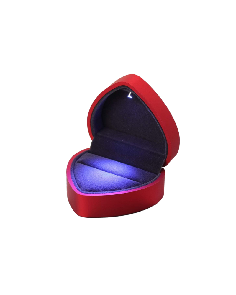 Elegante Ringschachtel Rot Herzförmig mit LED-Licht