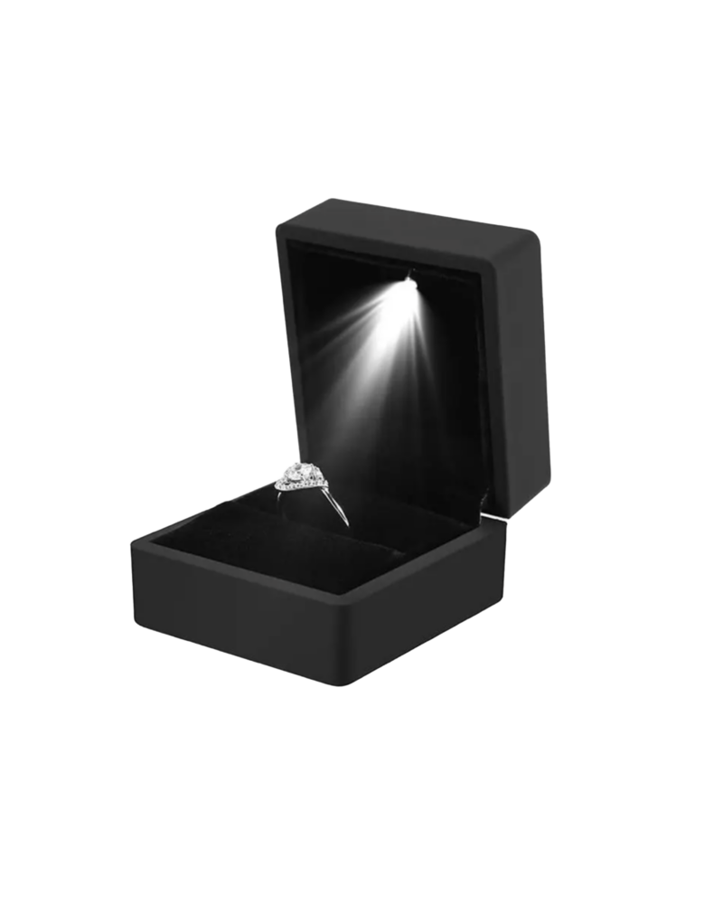 Ringbox Schwarz - mit LED - Schwarz mit Licht beleuchtet