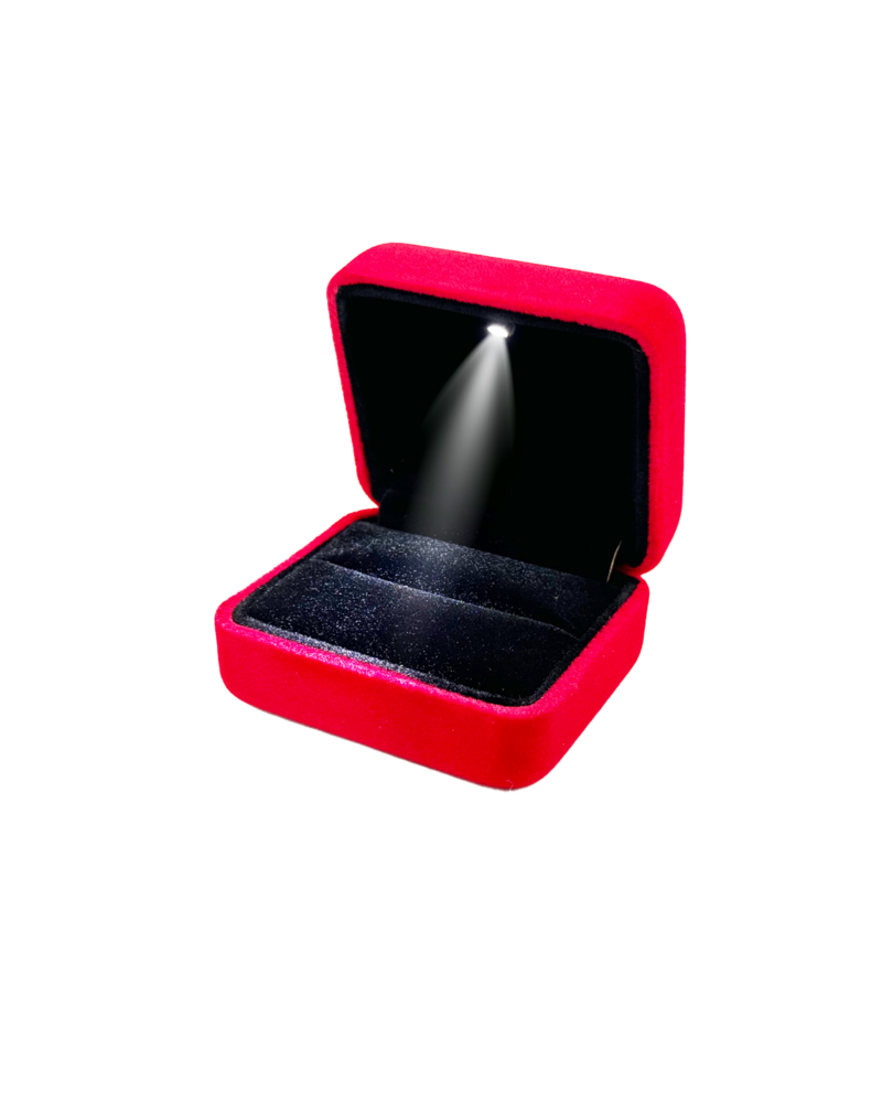 Samt Luxus Ringschachtel für Hochzeit mit LED-Licht (Rot)