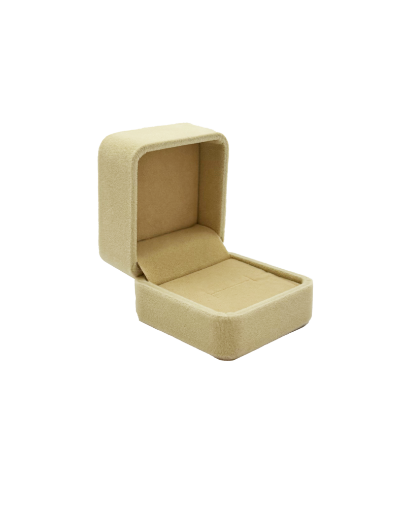 Elegante Samt-Ringschachtel für Anträge und Verlobungen (Beige)